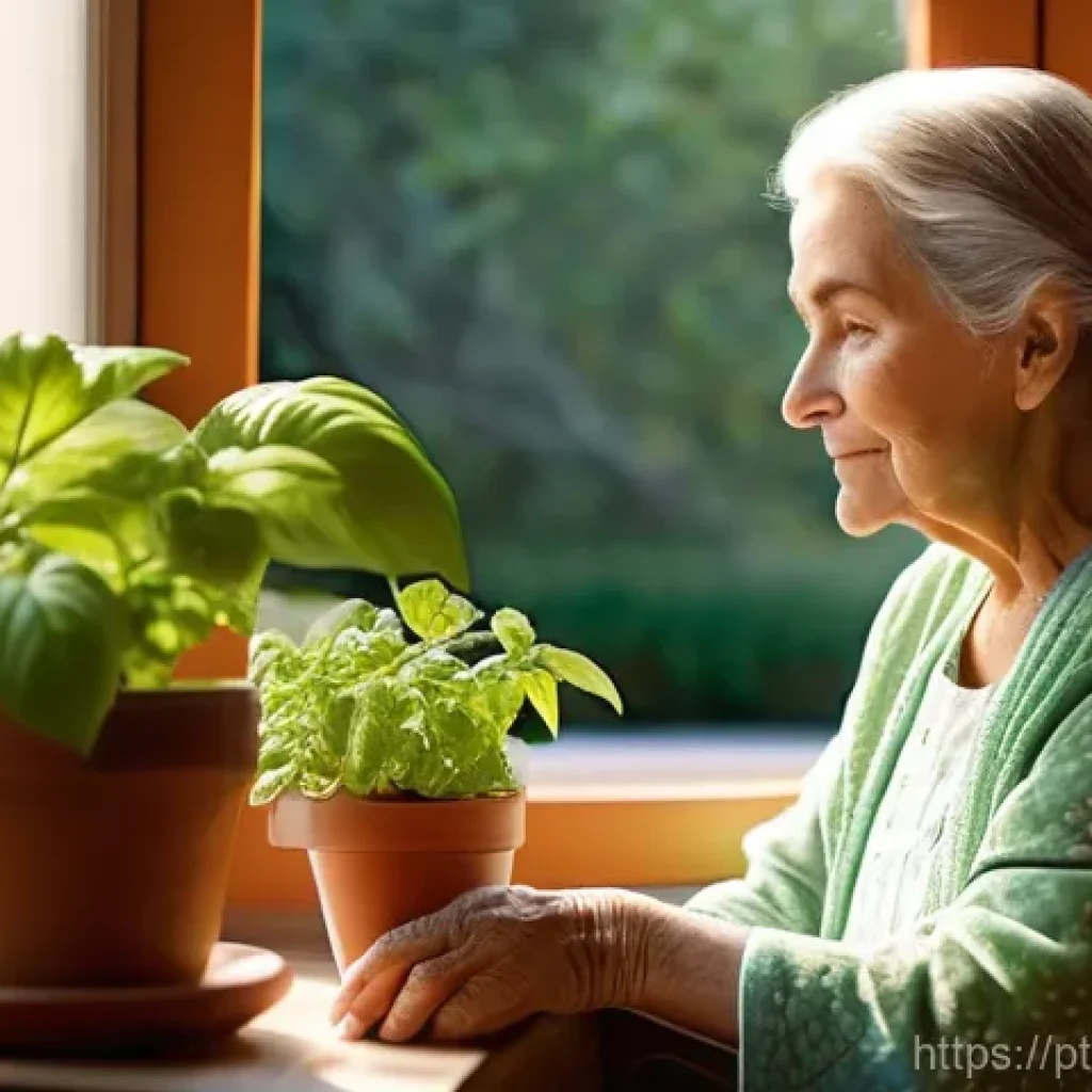 생태 지혜와 노인 돌봄의 교차점 - **Prompt 1: Serene Indoor Gardening Moment**
    A tranquil, detailed shot of an elderly Portuguese ...