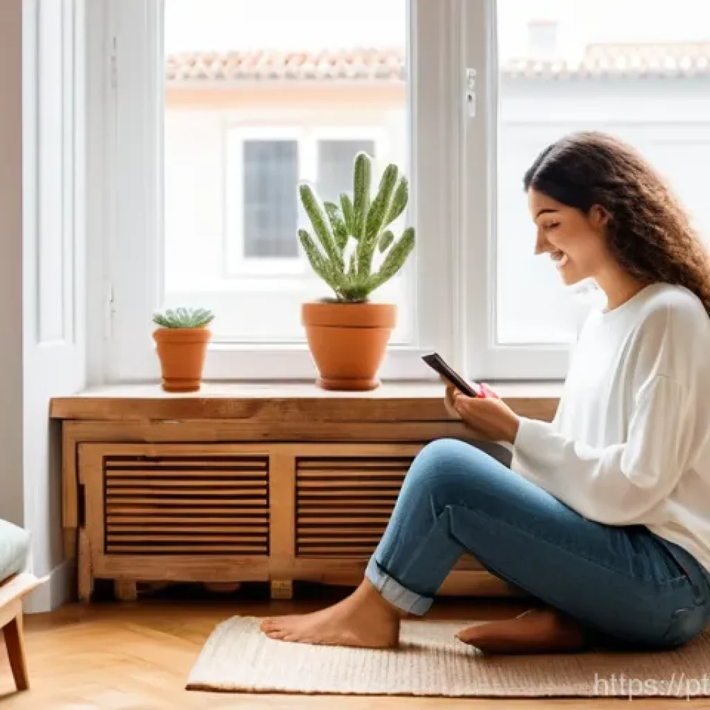 생태 지혜 생활의 성공 전략 - **Prompt:** A cozy, modern Portuguese living room filled with warm, natural light. A young Portugues...