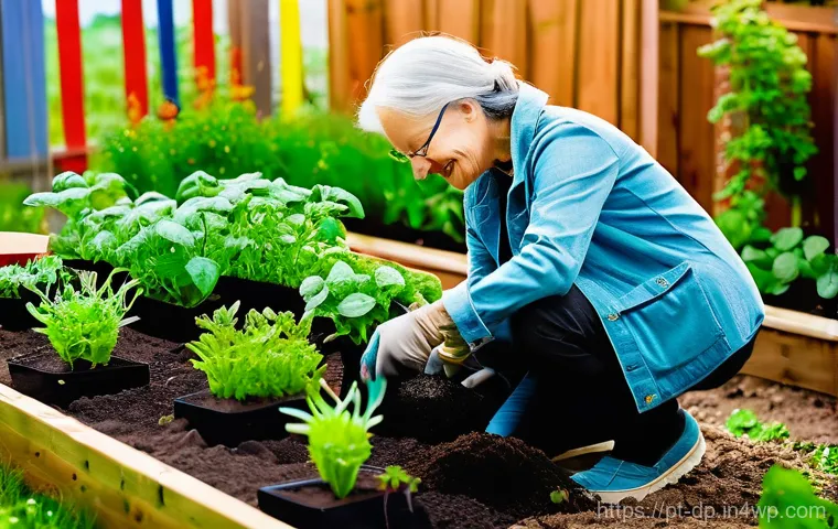 생태 지혜를 위한 커뮤니티 참여 방법 - **Prompt:** A vibrant community garden scene on a sunny day. Diverse people of all ages are actively...